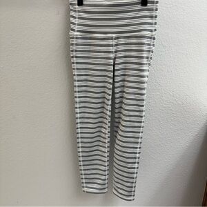 Athleta Gray and White Striped Leggings